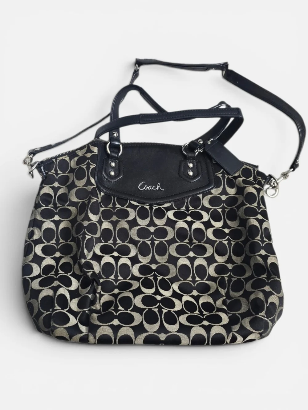 Coach Black Signature North/South Sachel Bag 25185